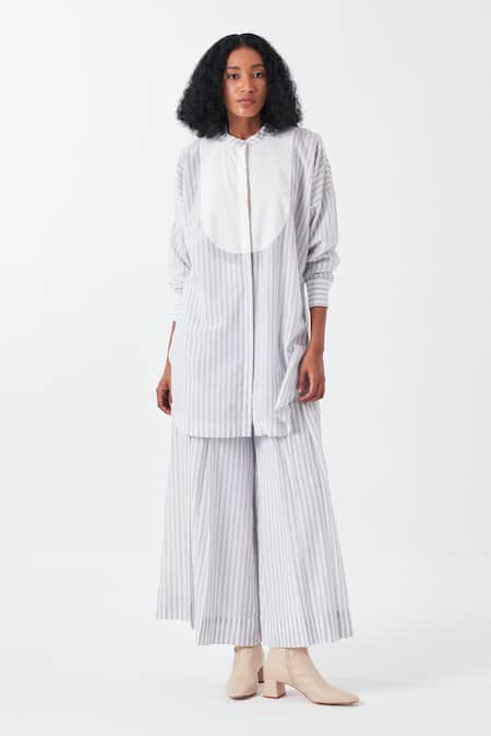 THREE Striped Tunic & Flared Pant Set 