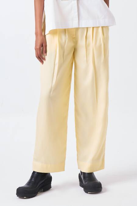 Buy_Three_White Poplin, Tencel Applique Collared Floral Shirt And Pant Set 