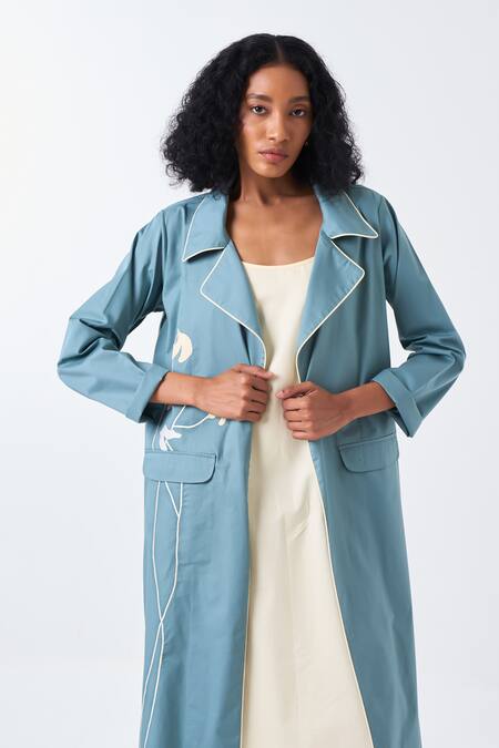 Three Yellow Poplin Fringe, Applique Collared Poppy Long Jacket And Dress Set at Aza Fashions Three_Yellow Poplin Fringe, Applique Collared Poppy Long Jacket And Dress Set _at_Aza_Fashions