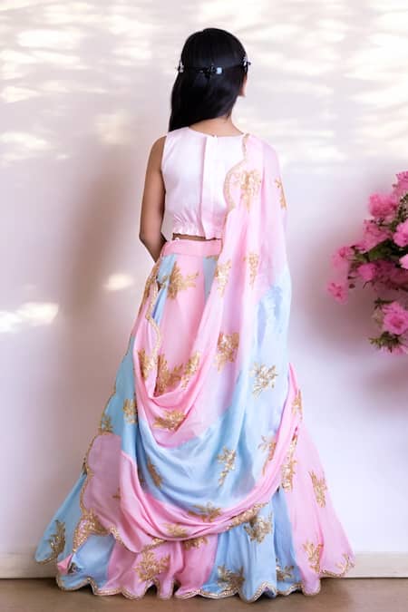 Fayon Kids Blossom Embroidered Kalidar Lehenga Set 