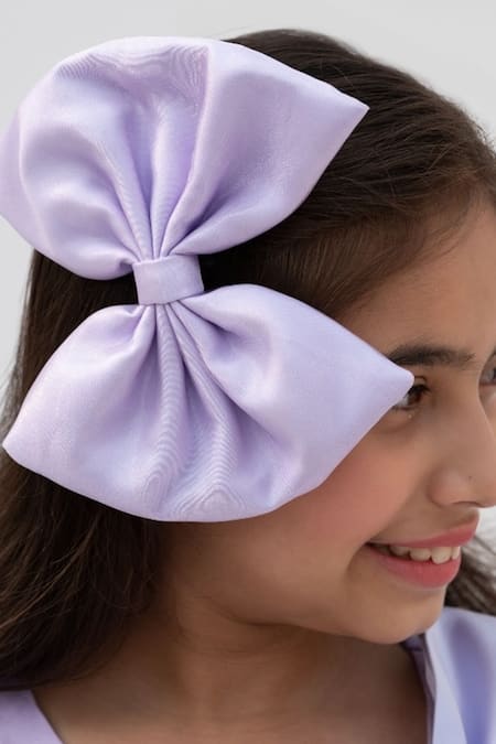 Buy_Fayon Kids_Purple Organza Bows Embellished Dress 