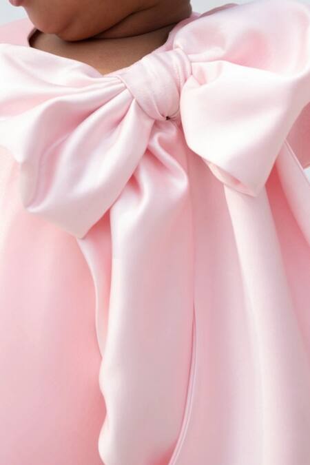 Fayon Kids_Pink Organza Bows Embellished Dress _Online_at_Aza_Fashions