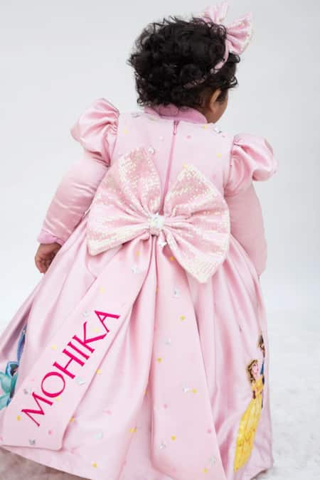 Fayon Kids Pink Princess Applique Ball Gown 