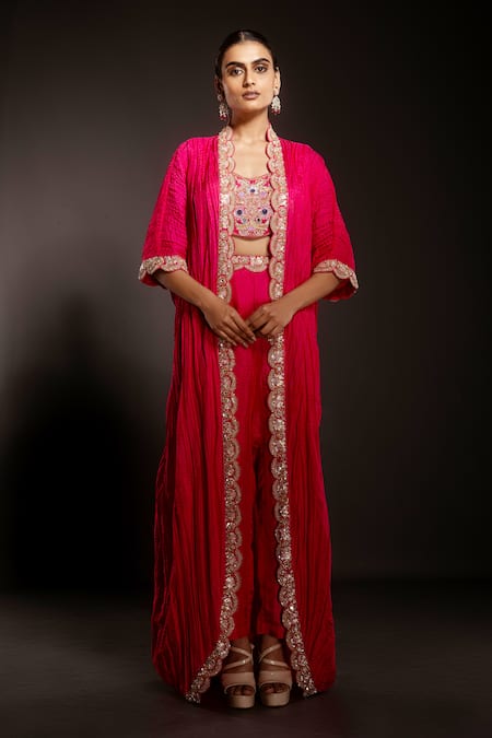 Krisha sunny Ramani Embroidered Cape Pant Set 