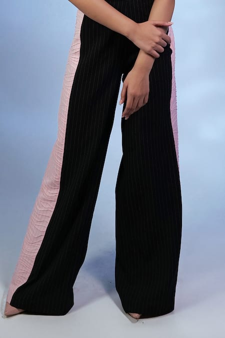 Pocket Stories Black Polyester Asymmetric Draped Pleated Top Online at Aza Fashions Pocket Stories_Black Polyester Asymmetric Draped Pleated Top _Online_at_Aza_Fashions