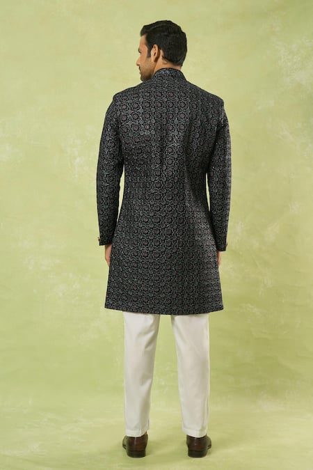 Arihant Rai Sinha Floral Sequin Embroidered Sherwani & Polo Pant