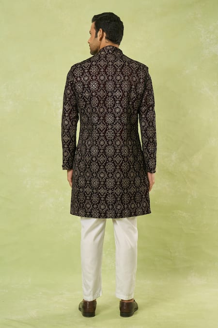 Arihant Rai Sinha Floral Embroidered Sherwani & Polo Pant Set 