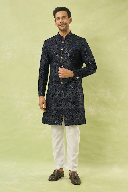 Arihant Rai Sinha Floral Embroidered Sherwani & Polo Pant Set 