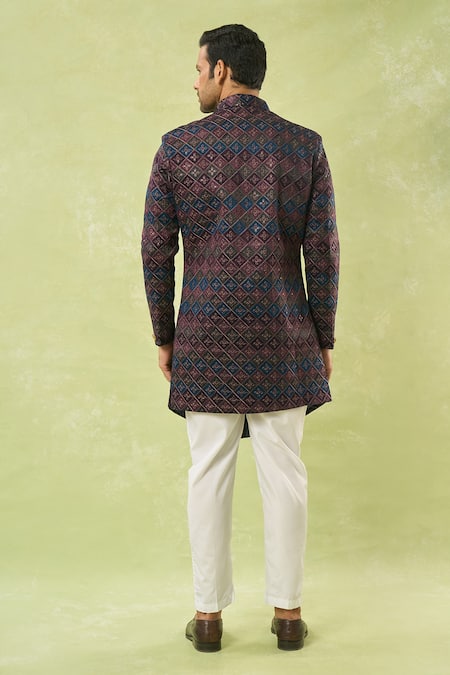 Arihant Rai Sinha Embroidered Velvet Sherwani & Polo Pant 