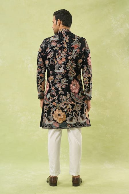 Arihant Rai Sinha Embroidered Velvet Sherwani & Polo Pant 
