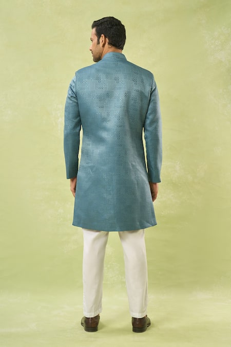 Arihant Rai Sinha Geometric Woven Sherwani & Polo Pant Set 