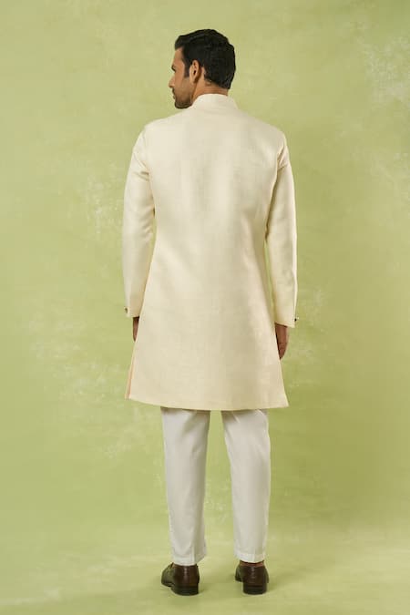 Arihant Rai Sinha Geometric Woven Jacquard Sherwani & Pant Set 