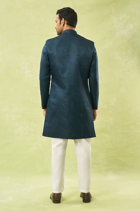 Arihant Rai Sinha Geometric Woven Jacquard Sherwani Set 