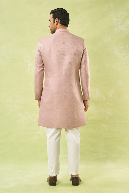 Arihant Rai Sinha Geometric Woven Sherwani & Polo Pant Set 