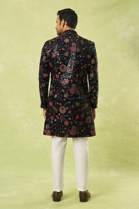 Arihant Rai Sinha Embroidered Velvet Sherwani & Polo Pant 