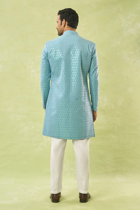 Arihant Rai Sinha Woven Jacquard Sherwani & Polo Pant Set 
