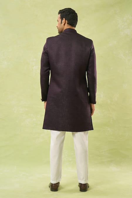 Arihant Rai Sinha Geometric Woven Sherwani & Polo Pant Set 