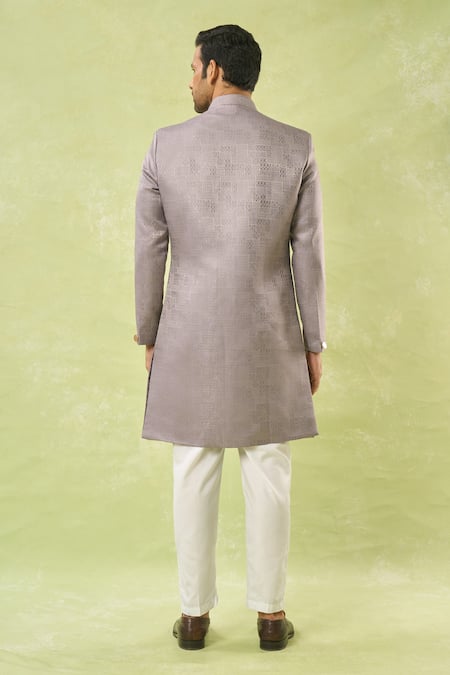 Arihant Rai Sinha Geometric Woven Sherwani & Polo Pant 