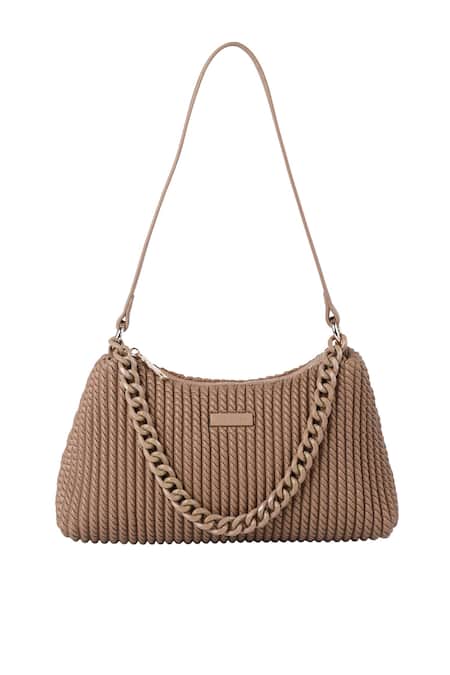 Shop_Mir Kash_Beige Braidey Textured Handbag _Online_at_Aza_Fashions