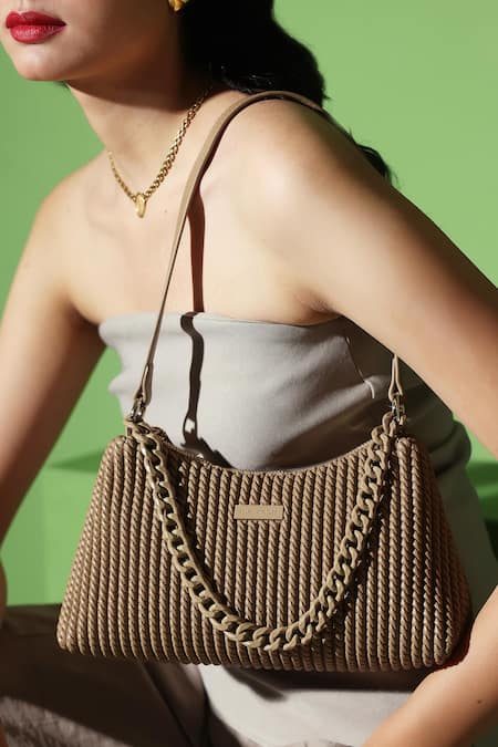 Buy_Mir Kash_Beige Braidey Textured Handbag 