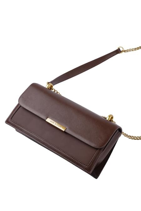 Buy_Mir Kash_Brown Plain Crossbody Bag _Online_at_Aza_Fashions