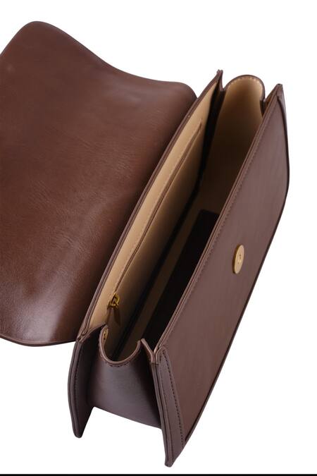Shop_Mir Kash_Brown Plain Crossbody Bag _Online_at_Aza_Fashions