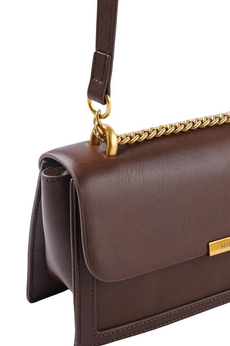 Mir Kash_Brown Plain Crossbody Bag _at_Aza_Fashions