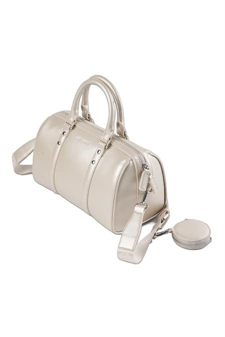 Mir Kash Silver Vegan Leather Mini Duffle Bag 