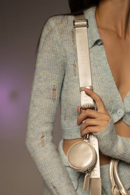 Buy_Mir Kash_Silver Vegan Leather Mini Duffle Bag 