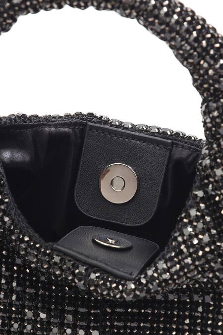 Shop_Mir Kash_Black Rhinestones Embellished Handbag _Online_at_Aza_Fashions