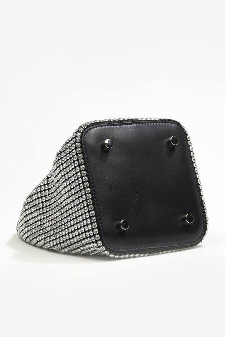 Mir Kash_Silver Rhinestones Embellished Designer Handbag _Online_at_Aza_Fashions