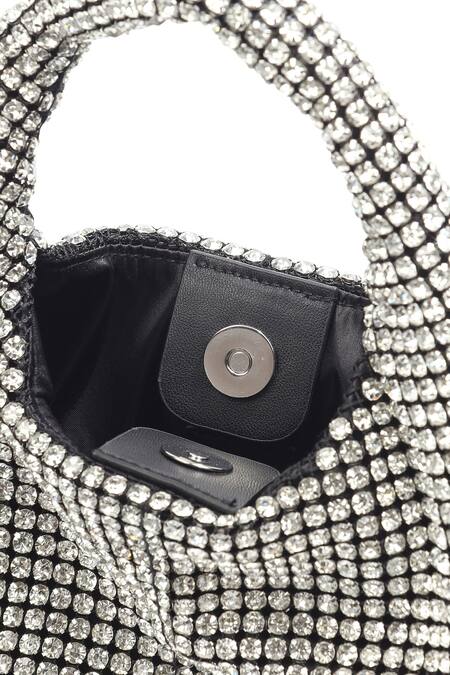 Buy_Mir Kash_Silver Rhinestones Embellished Designer Handbag _Online_at_Aza_Fashions