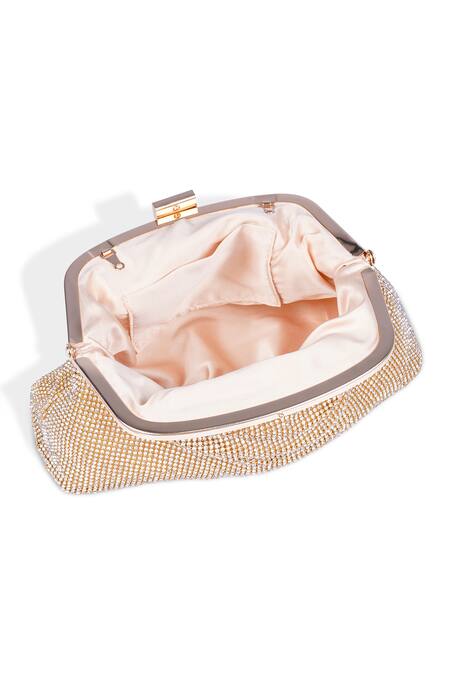 Mir Kash_Gold Rhinestones Embellished Clutch _Online_at_Aza_Fashions