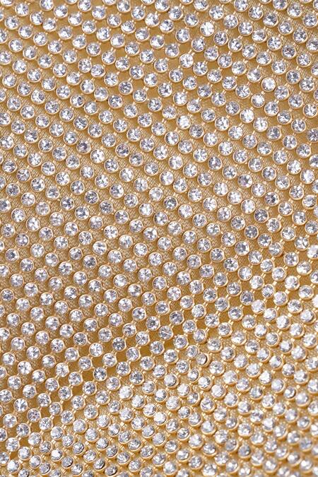 Mir Kash_Gold Rhinestones Embellished Clutch _at_Aza_Fashions