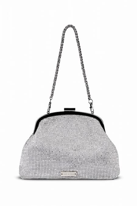 Mir Kash Clear Rhinestone Embellished Clutch 