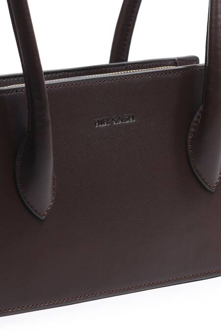 Mir Kash_Brown Trapeze Plain Box Bag _at_Aza_Fashions