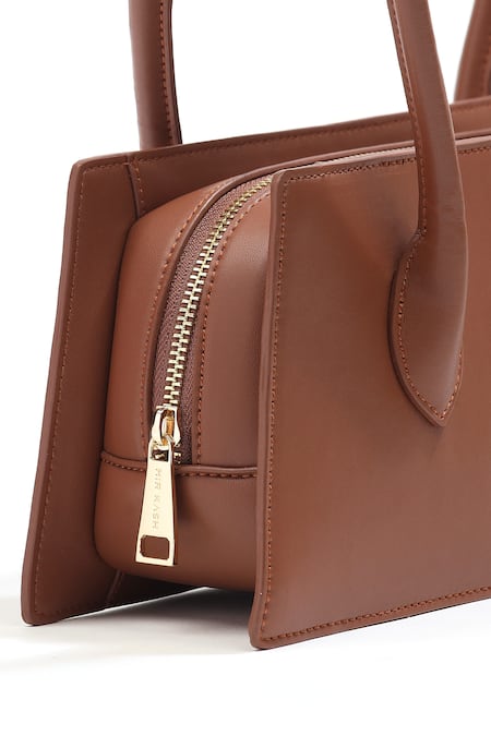 Buy_Mir Kash_Brown Vegan Leather Trapezoid Box Bag 