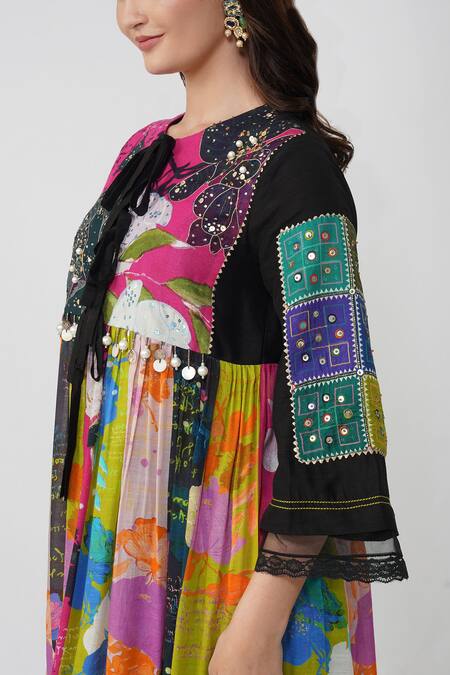 Devyani Mehrotra Multi Color Viscose Satin Printed Abstract Floral Multicolor Anarkali Set Online at Aza Fashions Devyani Mehrotra_Multi Color Viscose Satin Printed Abstract Floral Multicolor Anarkali Set_Online_at_Aza_Fashions