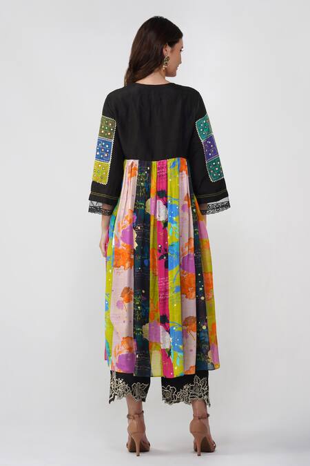 Shop Devyani Mehrotra Multi Color Viscose Satin Printed Abstract Floral Multicolor Anarkali Set at Aza Fashions Shop_Devyani Mehrotra_Multi Color Viscose Satin Printed Abstract Floral Multicolor Anarkali Set_at_Aza_Fashions