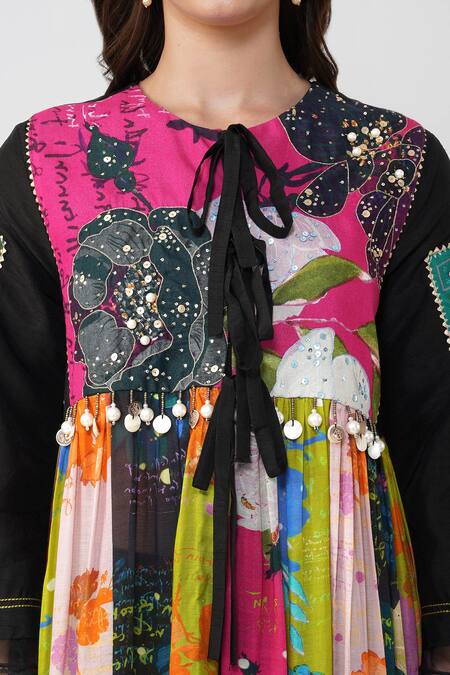 Devyani Mehrotra Multi Color Viscose Muslin Printed Floral Round Multicolor Kurta And Pant Set Online at Aza Fashions Devyani Mehrotra_Multi Color Viscose Muslin Printed Floral Round Multicolor Kurta And Pant Set_Online_at_Aza_Fashions