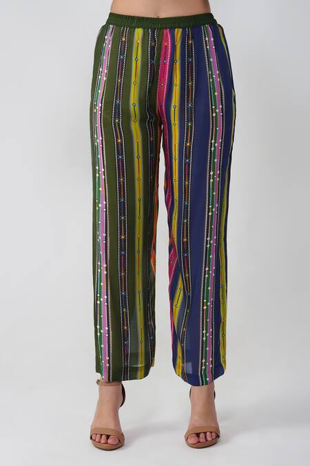 Buy_Devyani Mehrotra_Black Viscose Muslin Printed Geometric Keyhole Patchwork Kurta And Pant Set