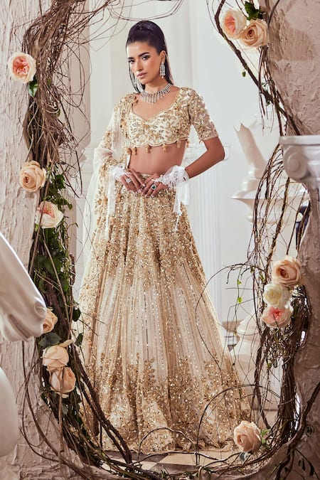 Swish By Dolcy And Simran Sequin Embroidered Bridal Lehenga Set 