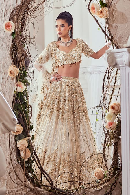 Swish By Dolcy And Simran Sequin Embroidered Bridal Lehenga Set 