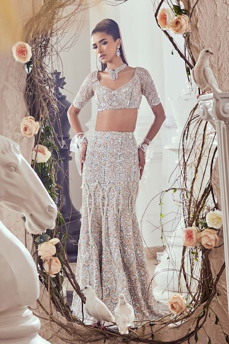 Swish By Dolcy And Simran Celeste Embroidered Fishcut Lehenga & Blouse 