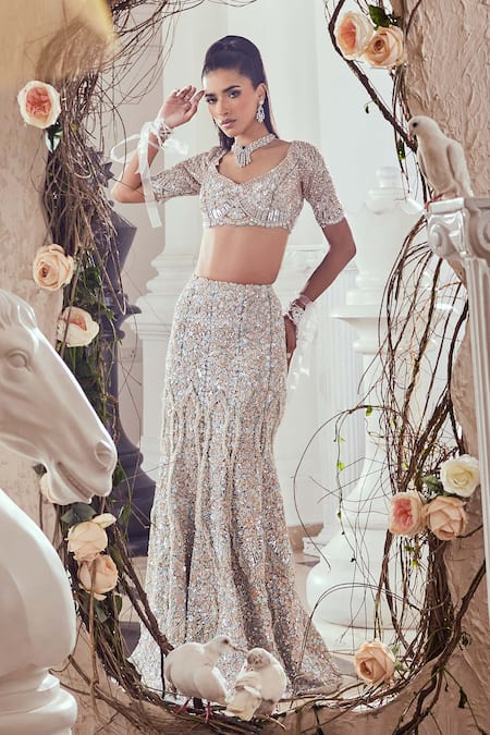 Swish By Dolcy And Simran Celeste Embroidered Fishcut Lehenga & Blouse 