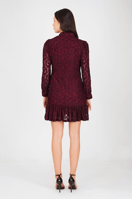 Enness Studio Paisley Lace Detailed Short Dress 