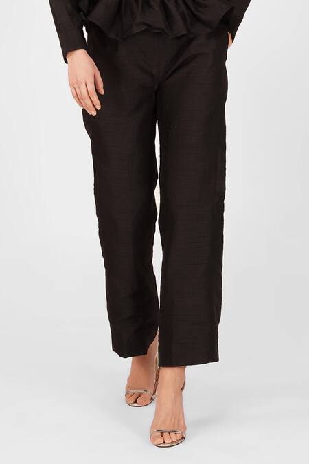 Enness Studio Black Bubble Crepe Round Top And Pant Set Online at Aza Fashions Enness Studio_Black Bubble Crepe Round Top And Pant Set_Online_at_Aza_Fashions