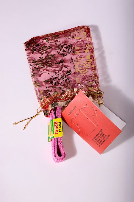 Shop AZA Pink Embroidery Travel Bliss Designer Beauty Kit at Aza Fashions Shop_AZA_Pink Embroidery Travel Bliss Designer Beauty Kit _at_Aza_Fashions