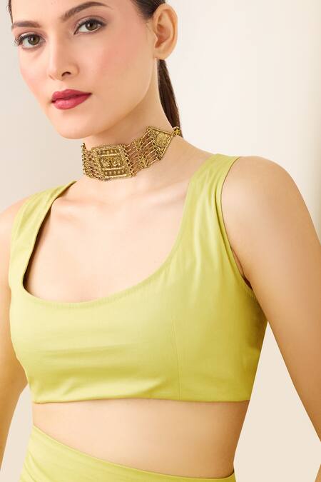 Just Shradhas Gold Plated Bird Motif Choker Necklace Online at Aza Fashions Just Shradhas_Gold Plated Bird Motif Choker Necklace _Online_at_Aza_Fashions