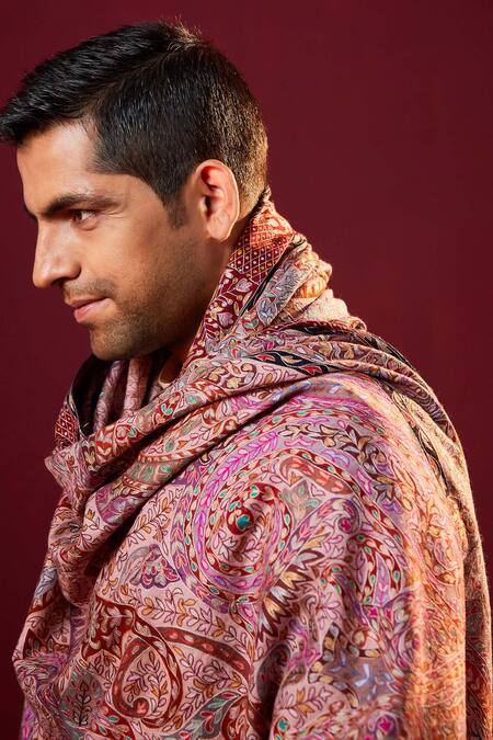 SHAZA Multi Color Multicolored Kalamkari Pashmina Shawl Online at Aza Fashions SHAZA_Multi Color Multicolored Kalamkari Pashmina Shawl_Online_at_Aza_Fashions